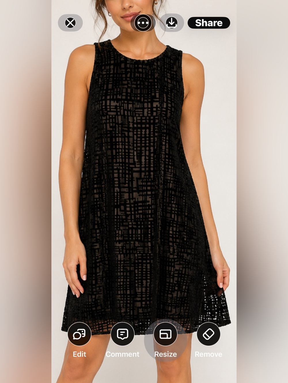 CALVIN KLEIN Black Burnout Velvet Geometric Shift Dress Size 4